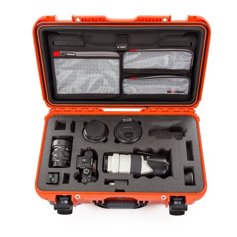 Nanuk 935 Oranje voor Sony A7R, A7S en A9 met Lid Organizer